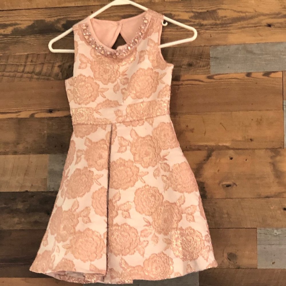 Girls Pink Floral Dress with full skirt